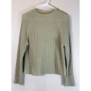 Micaela Greg Wool Baby Alpaca Blend Ribbed Knit Women's Sweater Large